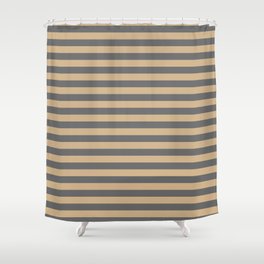 [ Thumbnail: Tan & Dim Gray Colored Lines Pattern Shower Curtain ]