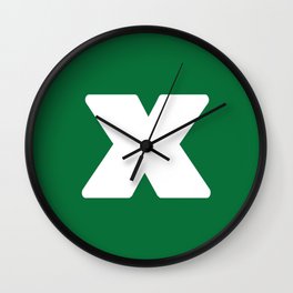 x (White & Olive Letter) Wall Clock