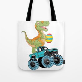 Kids Monster Truck T Rex Dino Boys Tote Bag