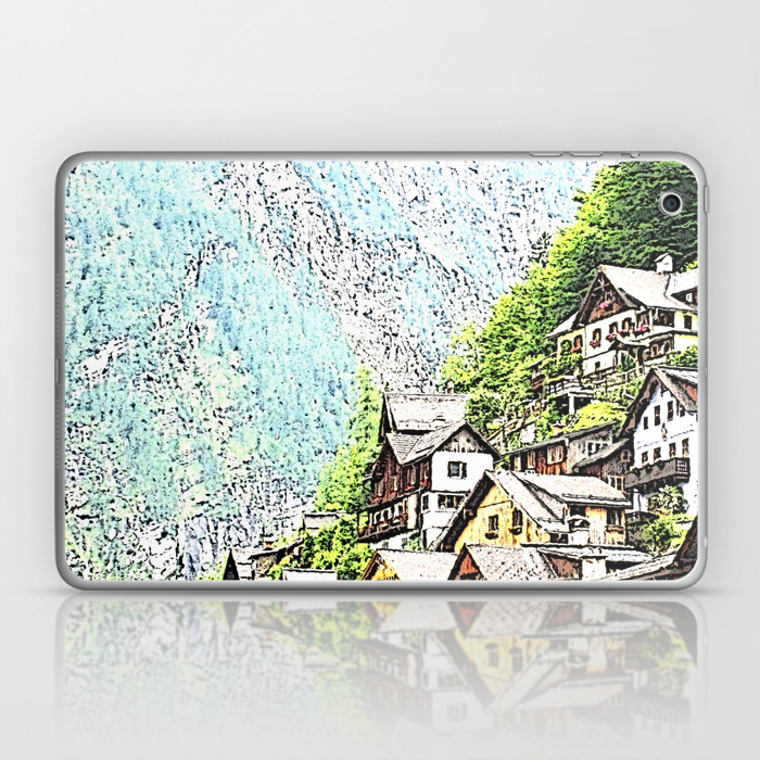 Austria Drawing Hallstatt Laptop Ipad Skin By Jamcolorsspecial Society6