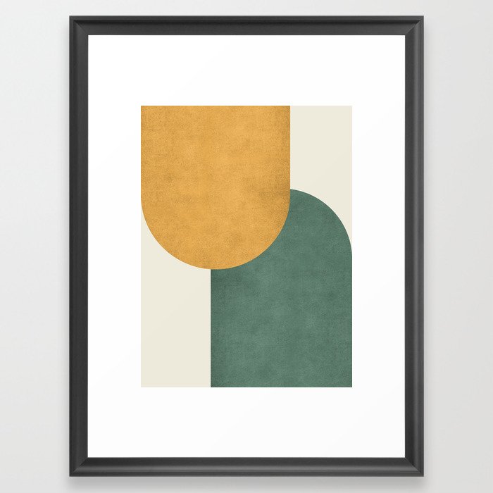 Halfmoon Colorblock 2 - Gold Green  Framed Art Print