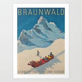 Braunwald Switzerland Vintage Ski Poster Art Print