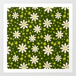 Funky Cosmo Flowers Pattern Art Print