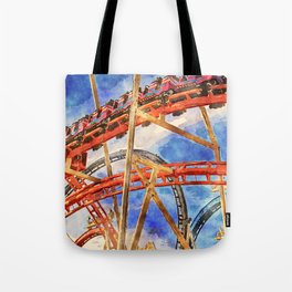 Fun on the roller coaster, close up Tote Bag