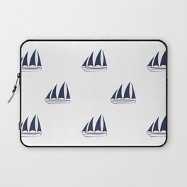 Navy Blue Sailboat Pattern Laptop Sleeve