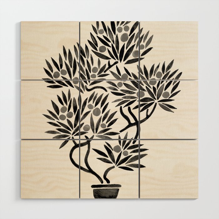 Bonsai Fruit Tree – Black Palette Wood Wall Art