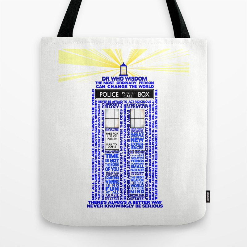Doctor Who Tardis Words Of Wisdom Tote Bag