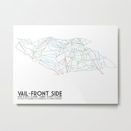Vail, CO - Front Side - Minimalist Trail Map Metal Print | Graphic Design, Vector, Pop Art, Digital 