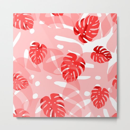red monstera Metal Print
