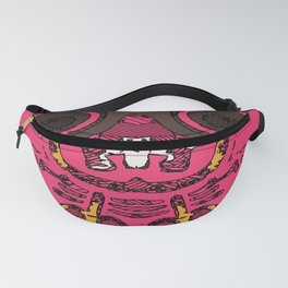 funny skull and bone graffiti drawing in orange brown and pink Fanny Pack