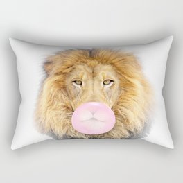 Lion Blowing Bubble Gum, Nursery Print by Zouzounio Art Rectangular Pillow