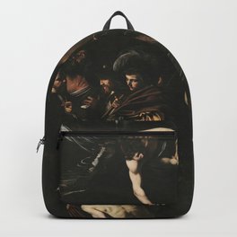 The Seven Works of Mercy - Caravaggio Backpack | Sevenworksofmercy, Peoplepainting, Paintpainting, Verticalprint, Angel, Darkpainting, Angels, Mercy, Pain, Angelprint 