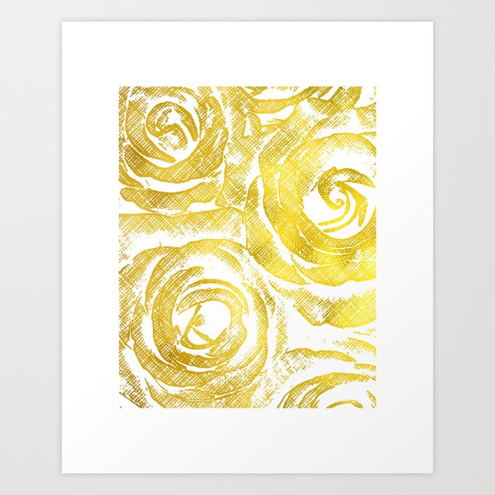 Roses Wall Art Flower Print Faux Gold Foil Wall Art Ideas