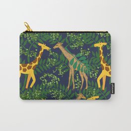 Cute Giraffes and green leaves Carry-All Pouch