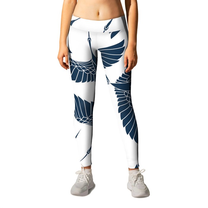 Abstract Japanese Herons Leggings