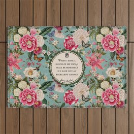 When I Have a House Jane Austen Library Quote Outdoor Rug