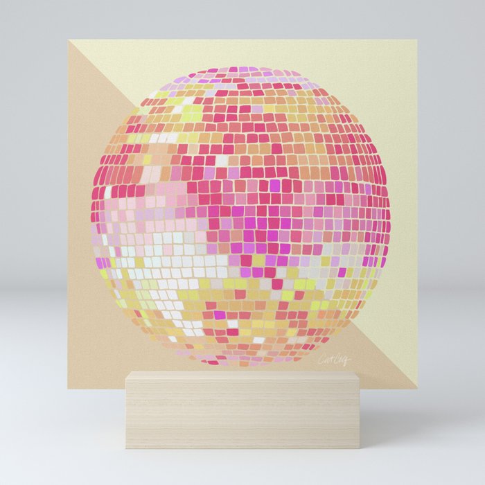 Disco Ball – Pink Ombré Mini Art Print