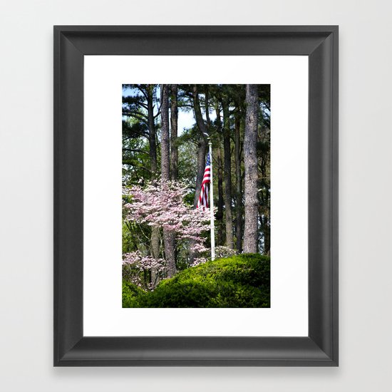 A Flag in the Forest Framed Art Print