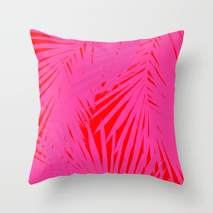 Palms Pink & Red Throw Pillow