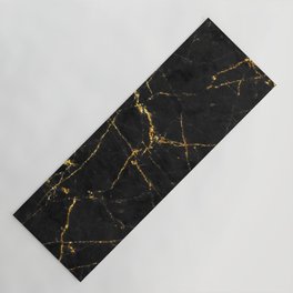 Gold Glitter and Black marble Yoga Mat