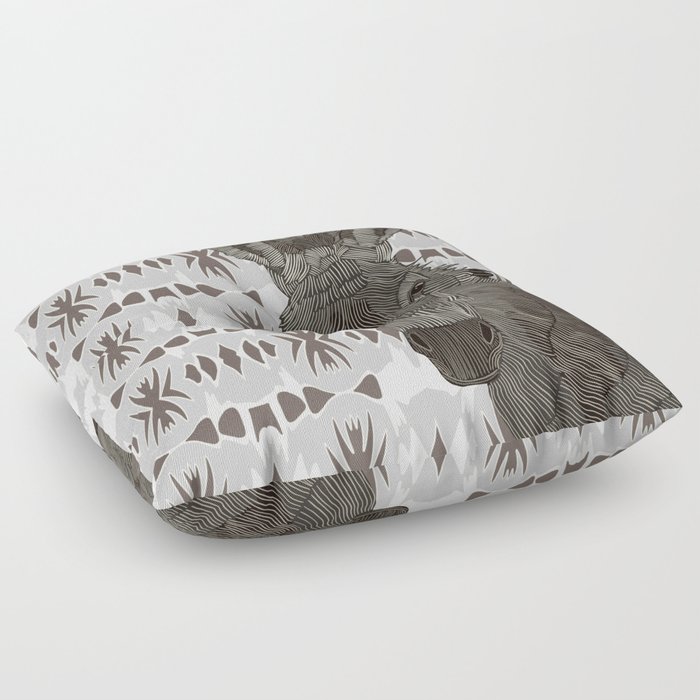 Donkey on light brown patterned background Floor Pillow