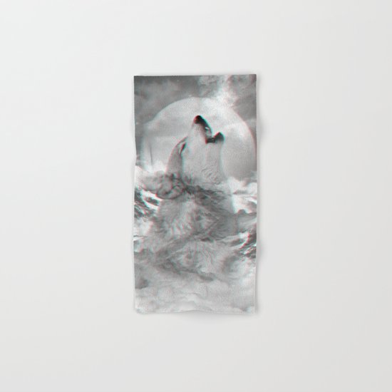 Maybe the Wolf Is In Love with the Moon v.2 (3D Effect) Hand & Bath Towel