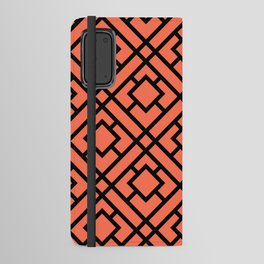 Black and Tangerine Tessellation Line Pattern 24 Pairs DE 2022 Trending Color Often Orange DE5132 Android Wallet Case