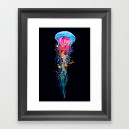 Super Electric Jellyfish Framed Art Print