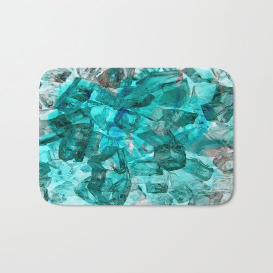 Turquoise Glass Chrystal Abstract Bath Mat