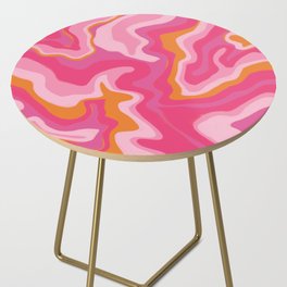 Colorful Pink + Orange Liquid Swirl - Retro Mid-Century Modern Style Side Table