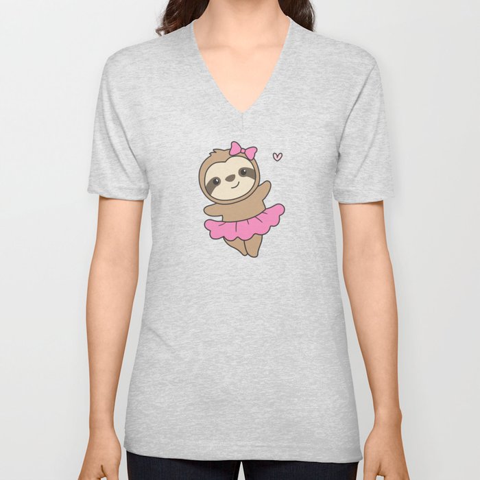 Sloth Is Dancing Ballet Cute Sloths Are Dancing V Neck T Shirt