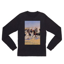 A Dash for the Timber Frederic Remington Long Sleeve T Shirt | Horse, Remington, Frederic, Painter, For, The, Painting, Timber, Desert, Oil 