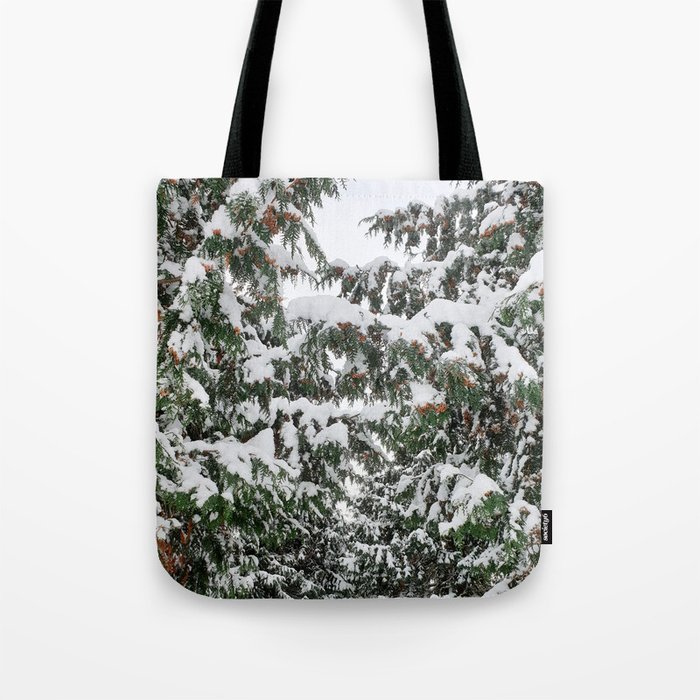 Snowy Fir Trees Tote Bag