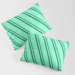 [ Thumbnail: Sea Green and Aquamarine Colored Stripes Pattern Pillow Sham ]