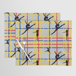 Dancing like Piet Mondrian - New York City I. Red, yellow, and Blue lines on the light blue background Placemat