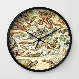Reptiles II by Adolphe Millot // XL 19th Century Snakes Lizards Alligators Science Textbook Artwork Wall Clock