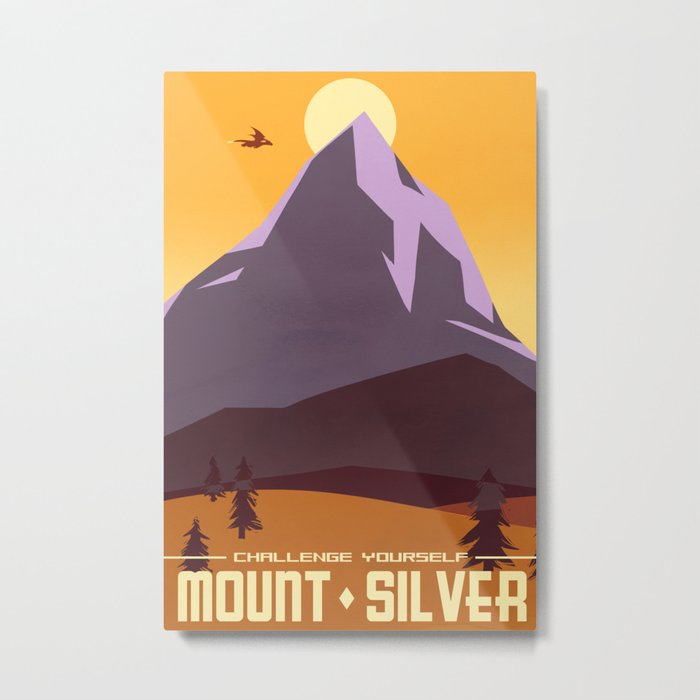 Mount Silver Travel Poster Metal Print