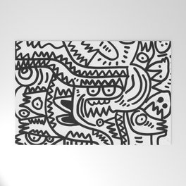 Black and White Graffiti Art of the morning by Emmanuel Signorino  Welcome Mat