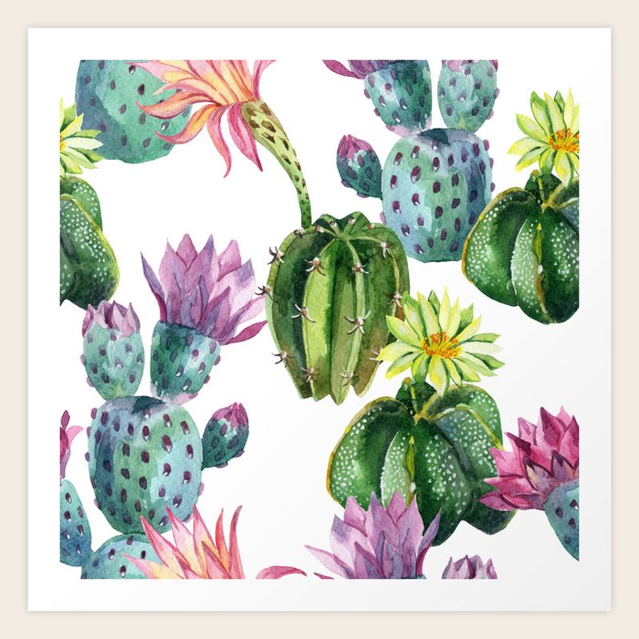 Watercolor Desert Cactus Art Print By Southpacificprints Society6