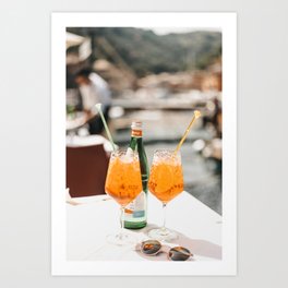 Italian Aperol Spritz for two | Spritzen in the Italian Riviera, cocktail photography travel print Art Print