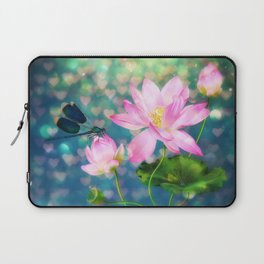 Dreamy vintage Lotus and Dragonfly Laptop Sleeve