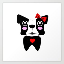 Pug Girl With a Heart Art Print