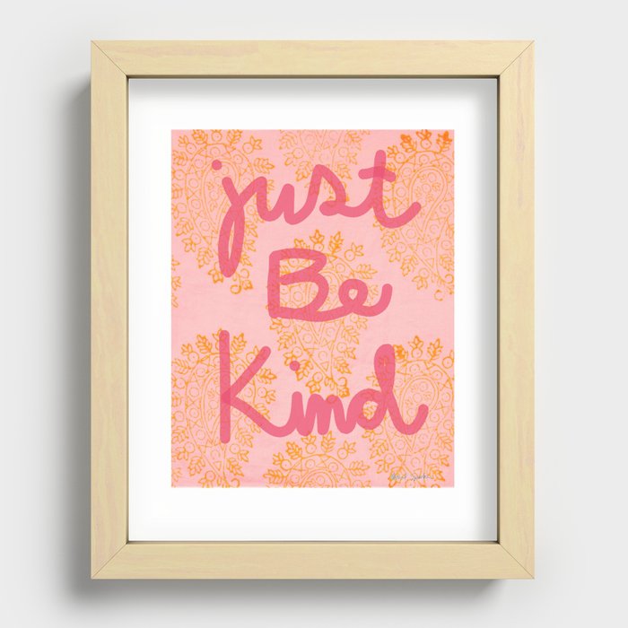 Just Be Kind Boho Paisley Recessed Framed Print