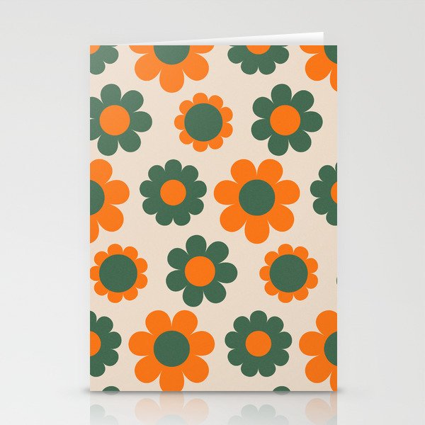 Retro 70s Flowers Pattern Stationery Cards