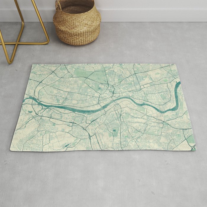 Newcastle Upon Tyne Blue Vintage Rug By Hubertroguski Newcastle Upon Tyne Blue Vintage Rug By Hubertroguski