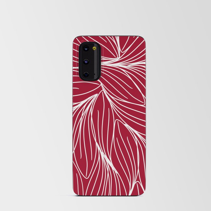 Red Floral Leaves Android Card Case