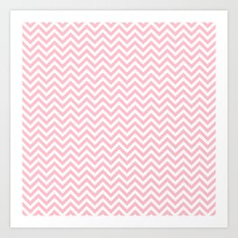Pink and White Small Horizontal Chevron Pattern Art Print