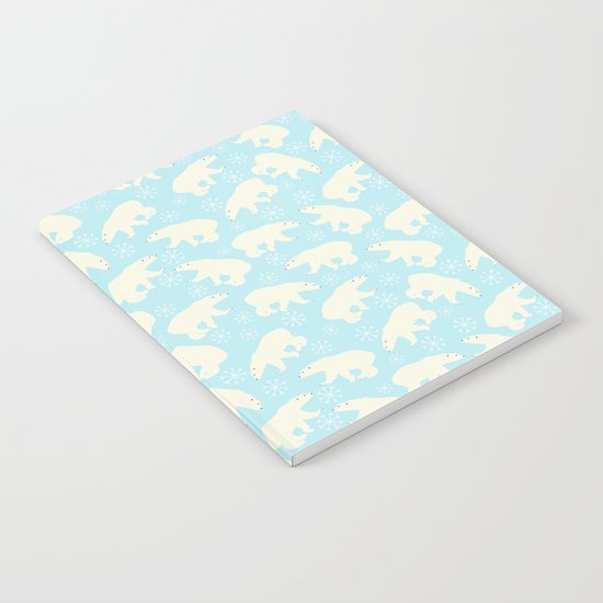 Polar bear pattern on ice aqua backround Notebook