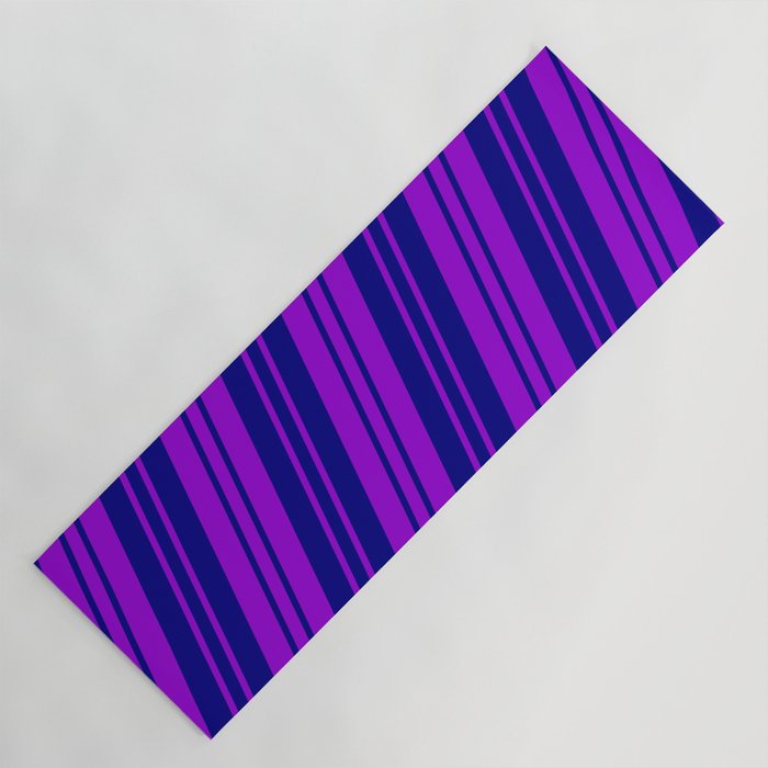 Dark Violet and Blue Colored Pattern of Stripes Yoga Mat