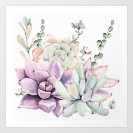 Succulents Mint and Purple by Nature Magick Art Print